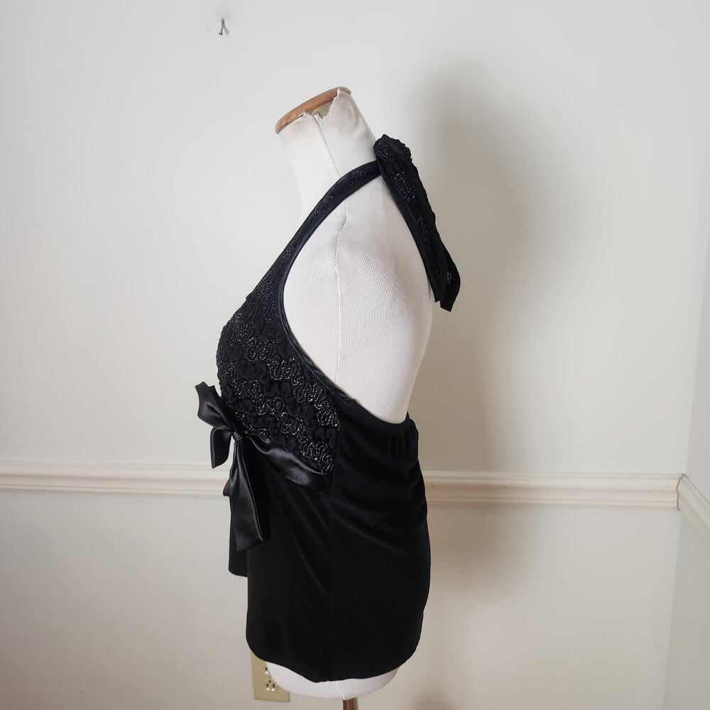 VTG Y2K Dressbarn Tank Top Sz Medium Womens Halter Black Fairy Grunge WhimsiGoth - Picture 5 of 10
